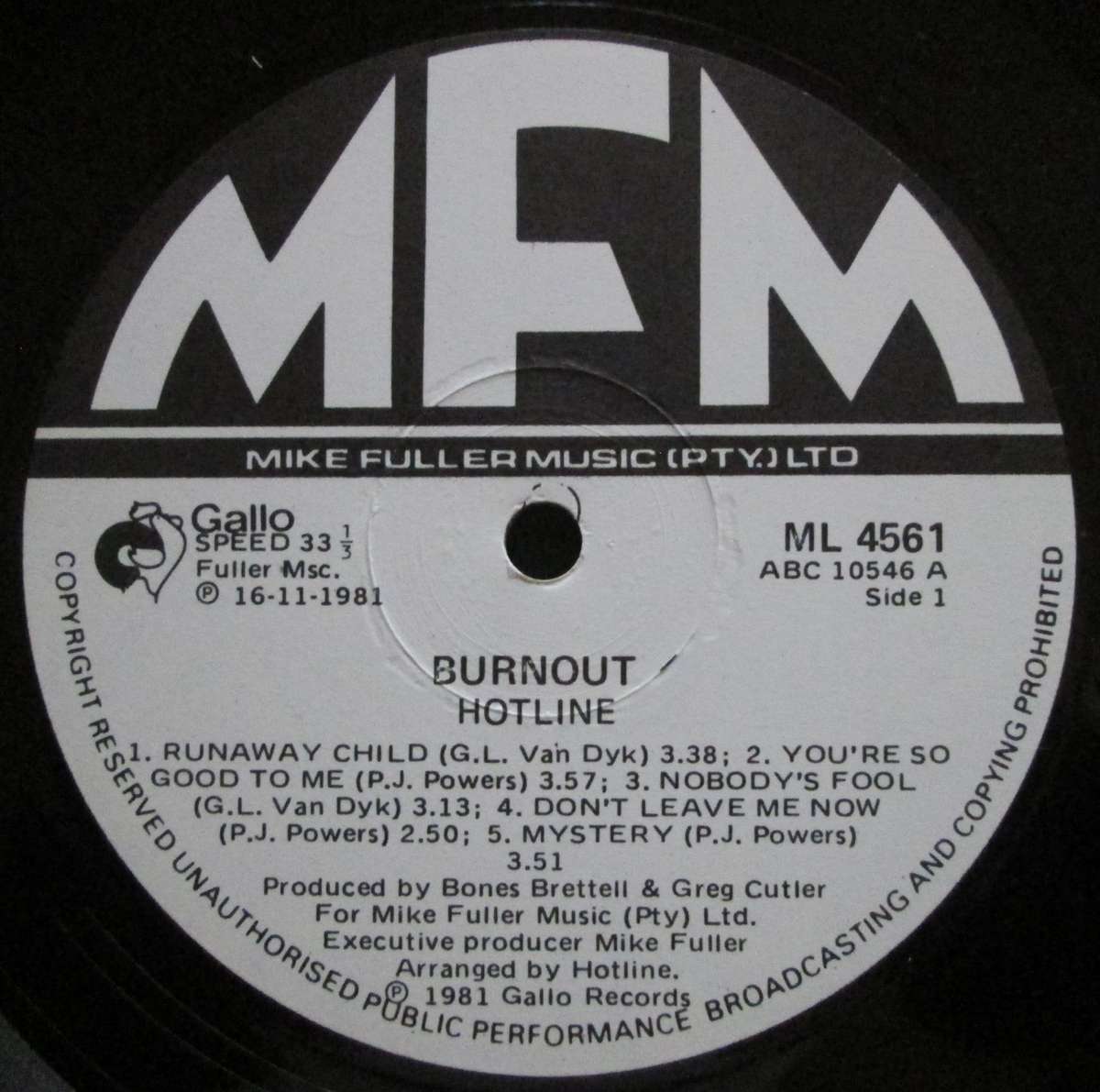 HOTLINE - BURNOUT  (LP/VINYL)
