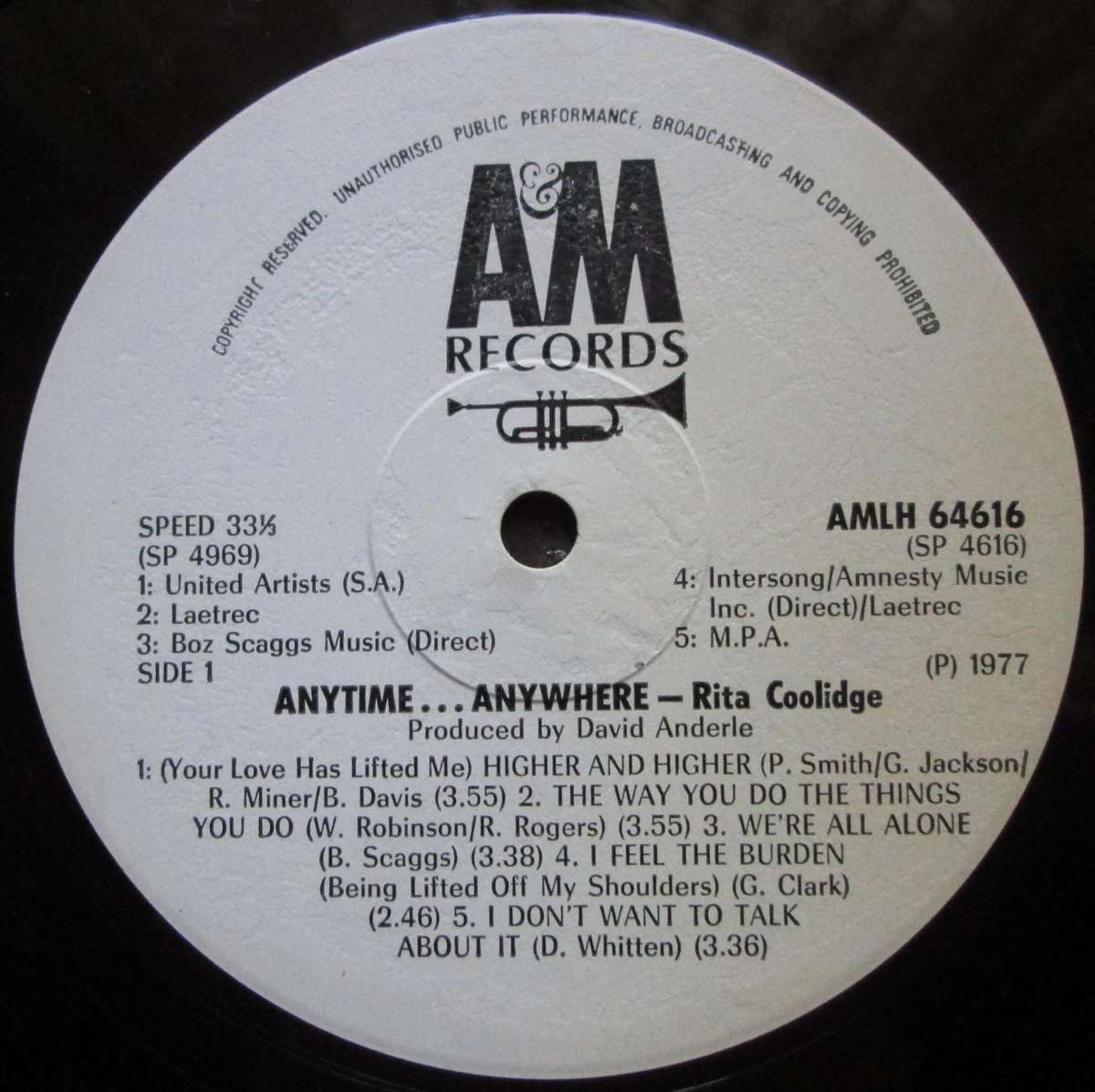 RITA COOLIDGE - ANYTIME ANYWHERE  (LP/VINYL)