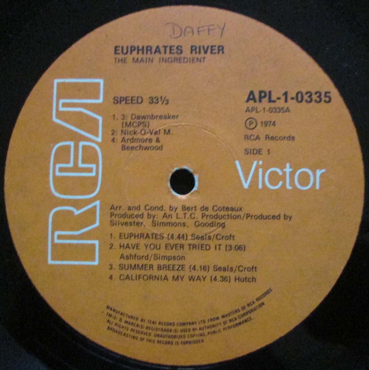 THE MAIN INGREDIENT - EUPHRATES RIVER    (LP/VINYL)