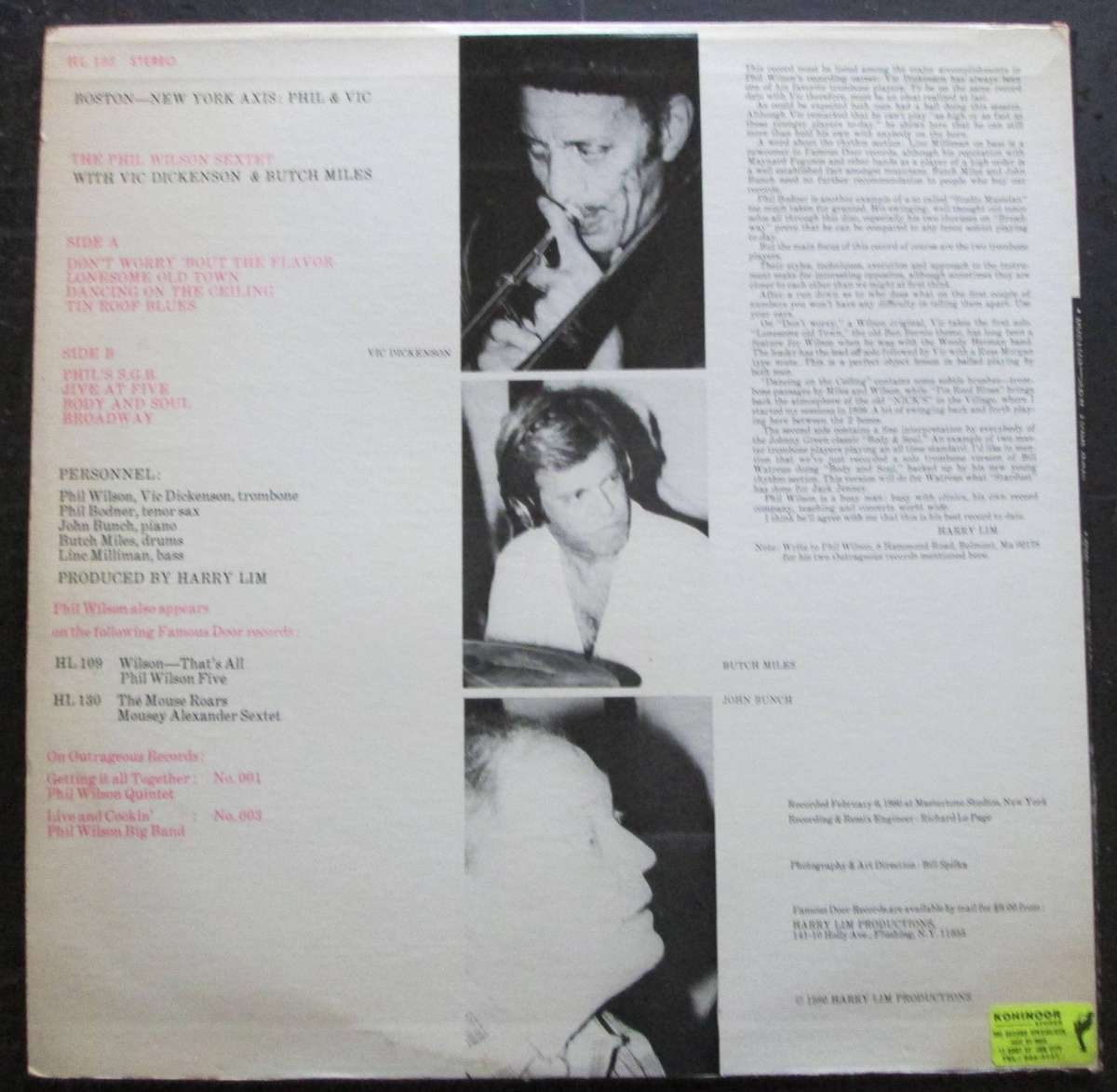 THE PHIL WILSON SEXTET - PHIL & VIC  (LP/VINYL)