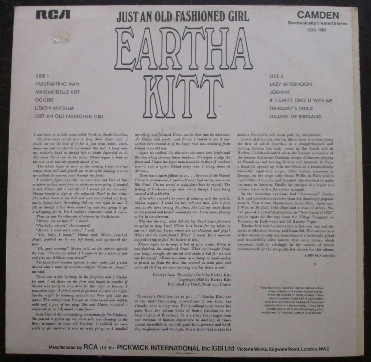EARTHA KITT  - JUST AN OLD FASHIONED GIRL   (LP/VINYL)