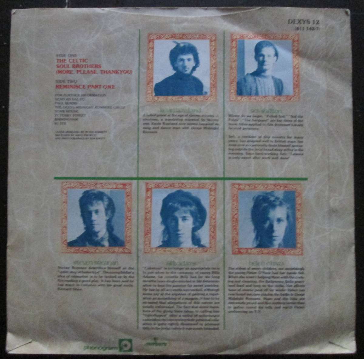 KEVIN ROWLAND and DEXYS MIDNIGHT RUNNERS - THE CELTIC SOUL BROTHERS / REMINISCE  (7 SINGLE/VINYL)