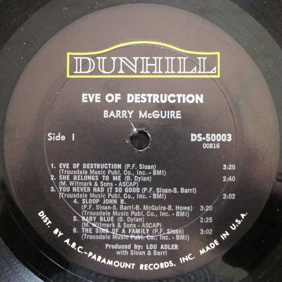 BARRY McGUIRE - EVE OF DESTRUCTION  (LP/VINYL)