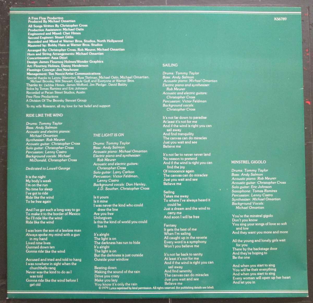 CHRISTOPHER CROSS - CHRISTOPHER CROSS  (LP/VINYL)