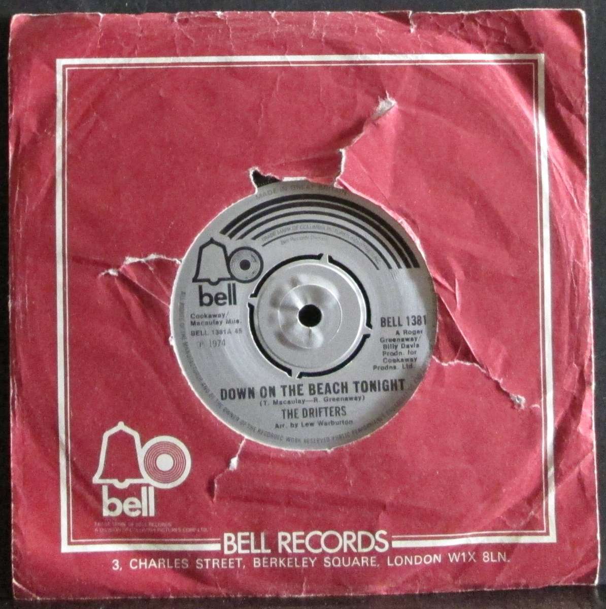 THE DRIFTERS - DOWN ON THE BEACH TONIGHT / SAY GOODBYE TO ANGELINA (7 SINGLE/VINYL)