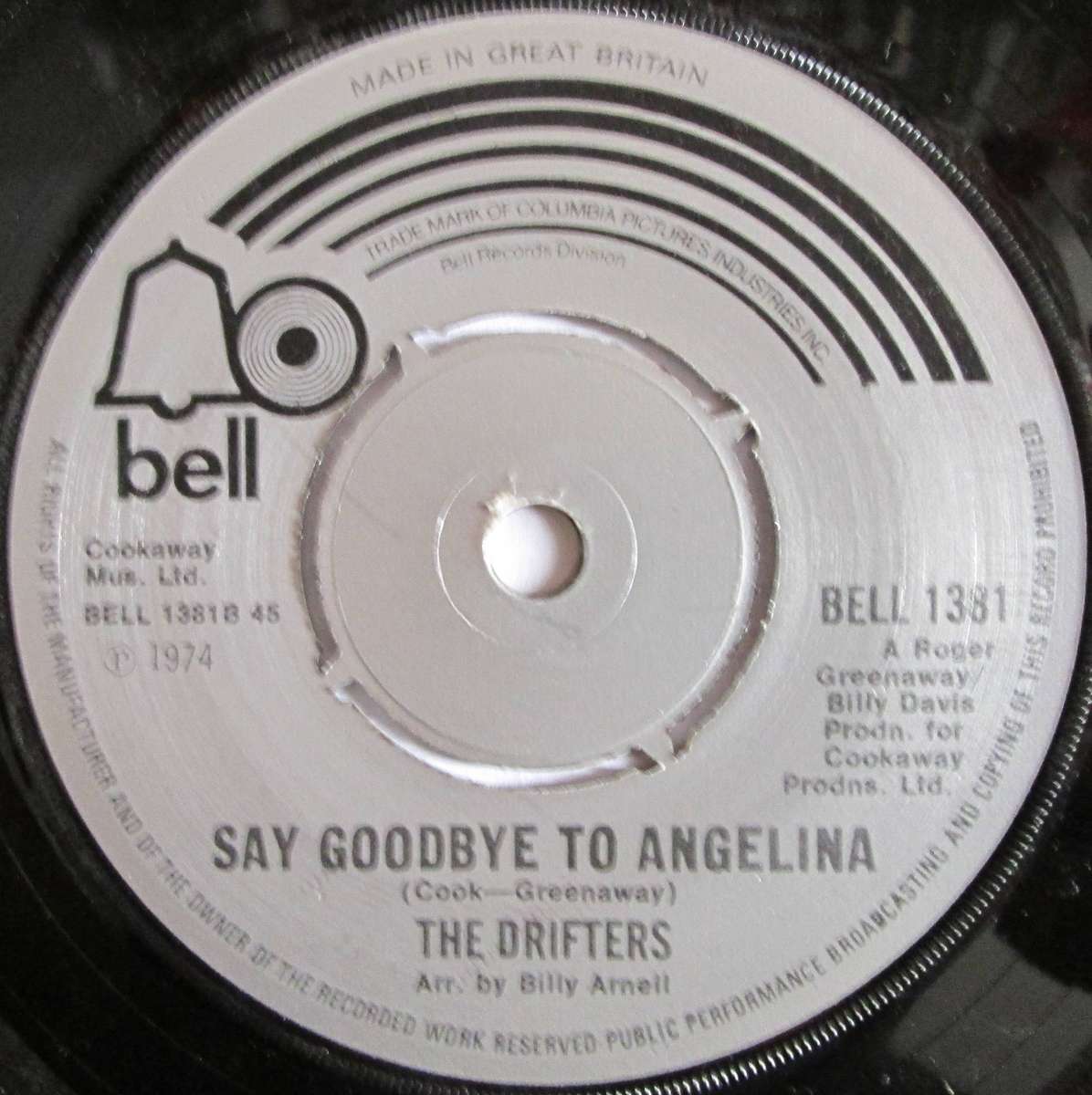 THE DRIFTERS - DOWN ON THE BEACH TONIGHT / SAY GOODBYE TO ANGELINA (7 SINGLE/VINYL)
