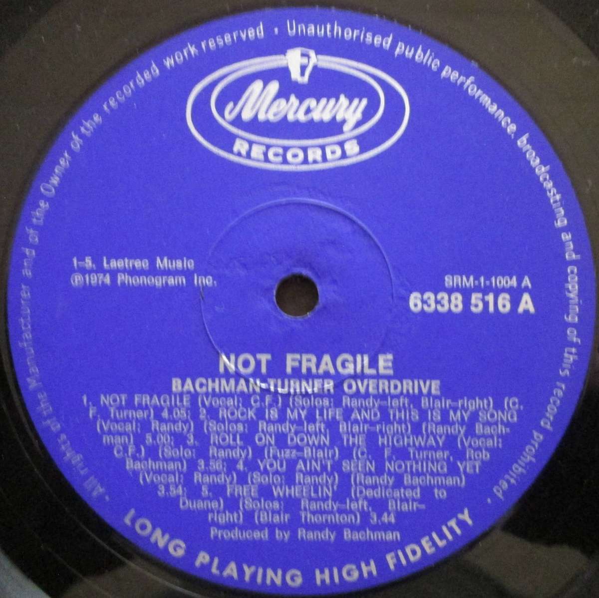 BACHMAN TURNER OVERDRIVE - NOT FRAGILE  (LP/VINYL)