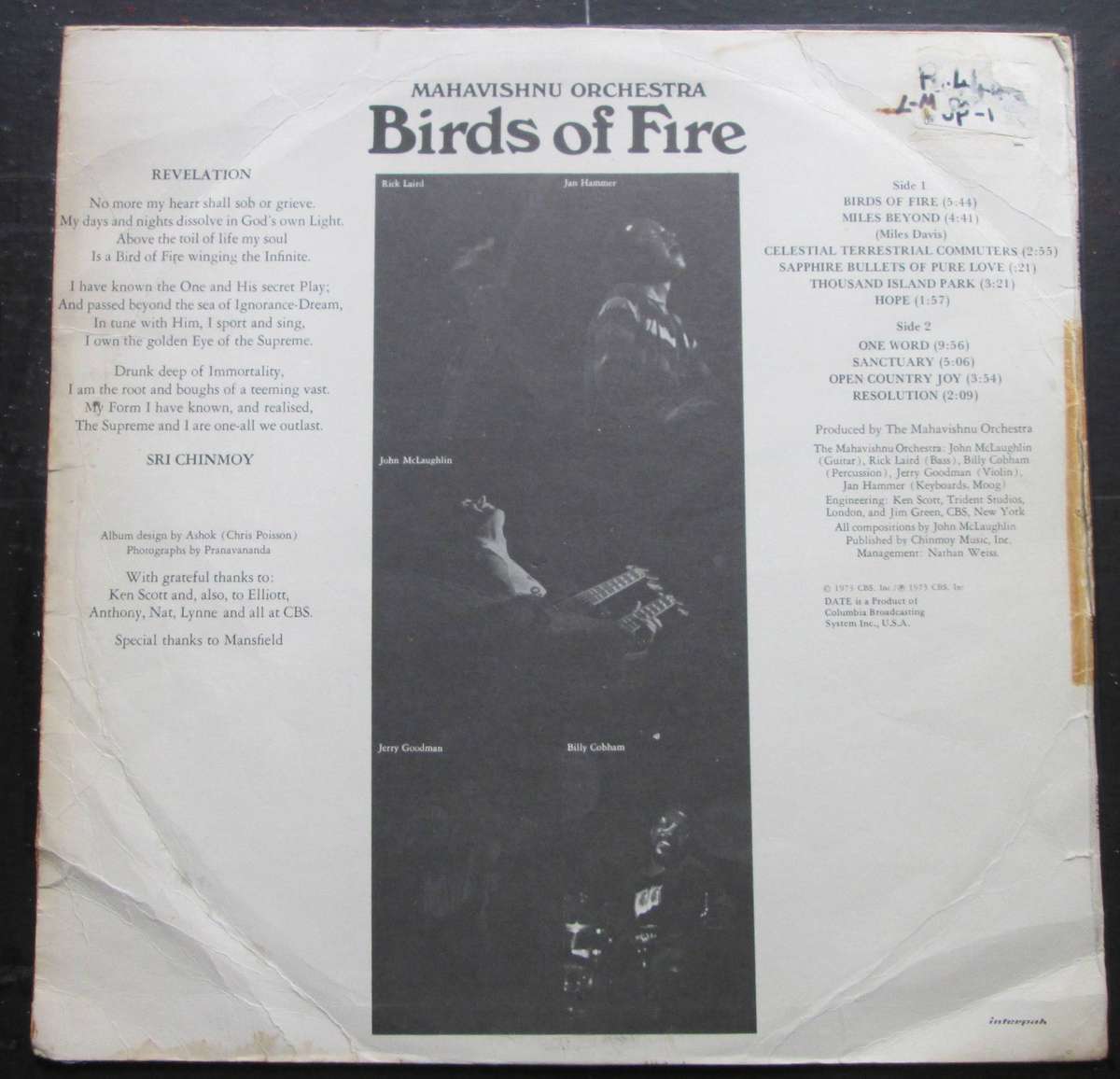 MAHAVISHNU ORCHESTRA - BIRDS OF FIRE  (LP/VINYL)