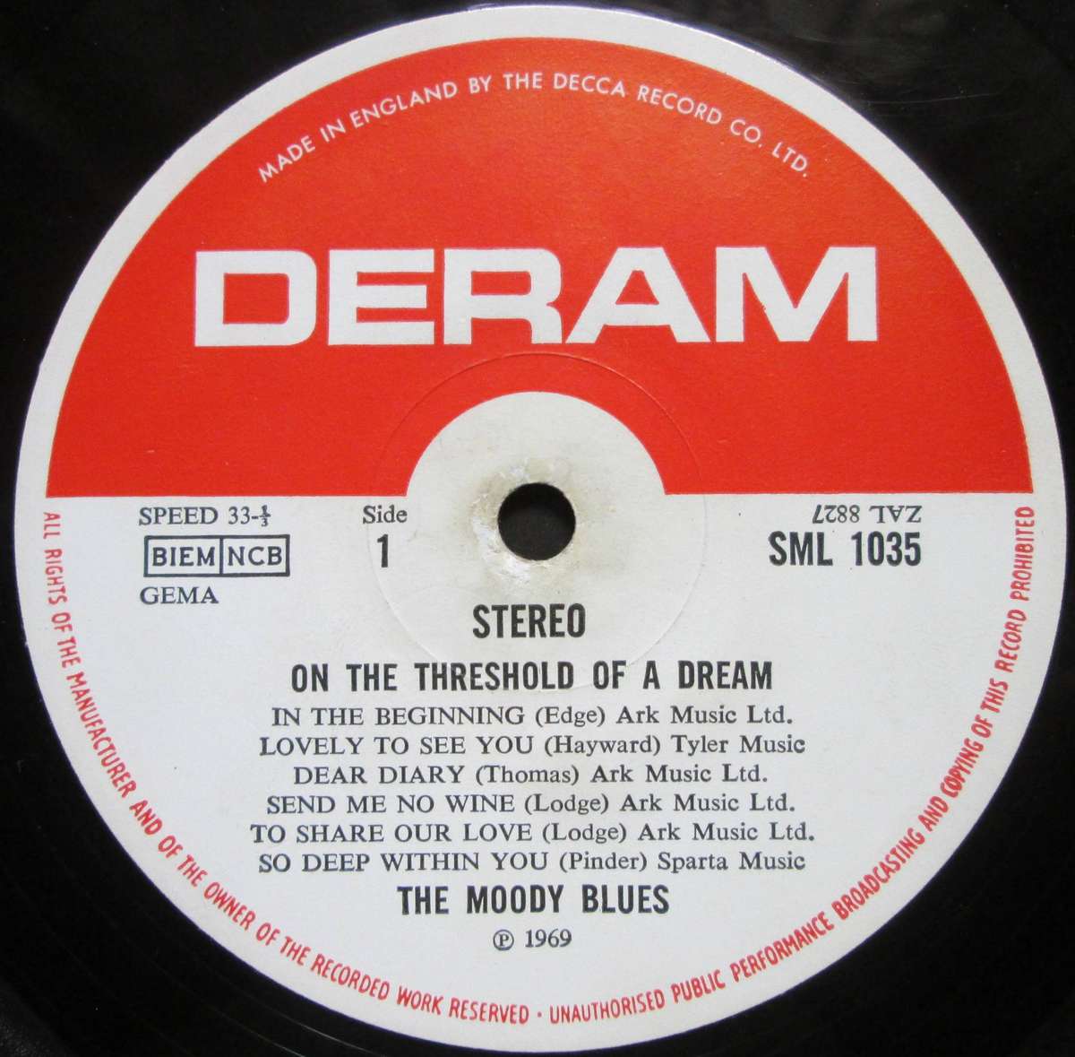 THE MOODY BLUES - ON THE THRESHOLD OF A DREAM   (LP/VINYL)