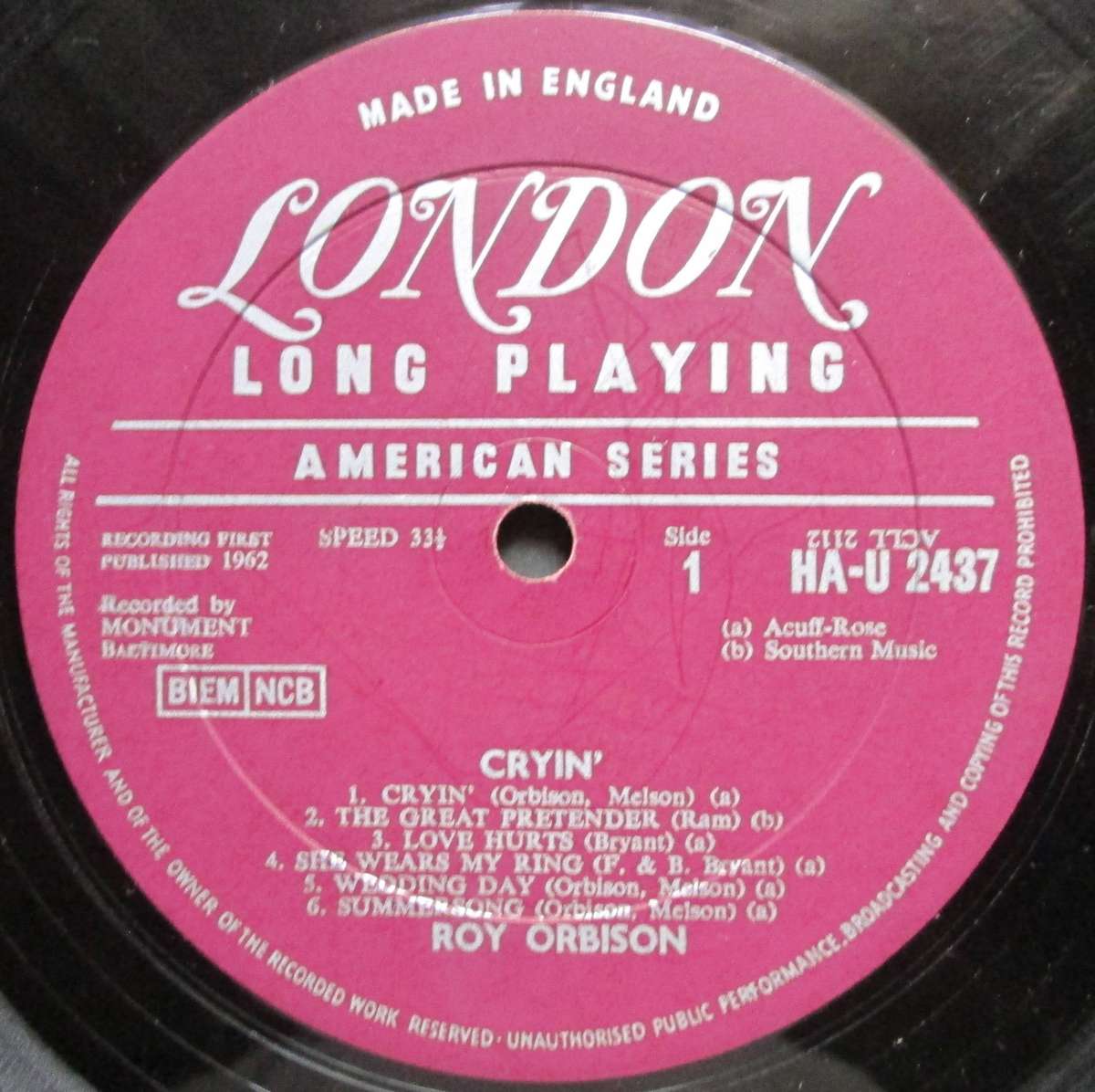 ROY ORBISON - CRYING (LP/VINYL)