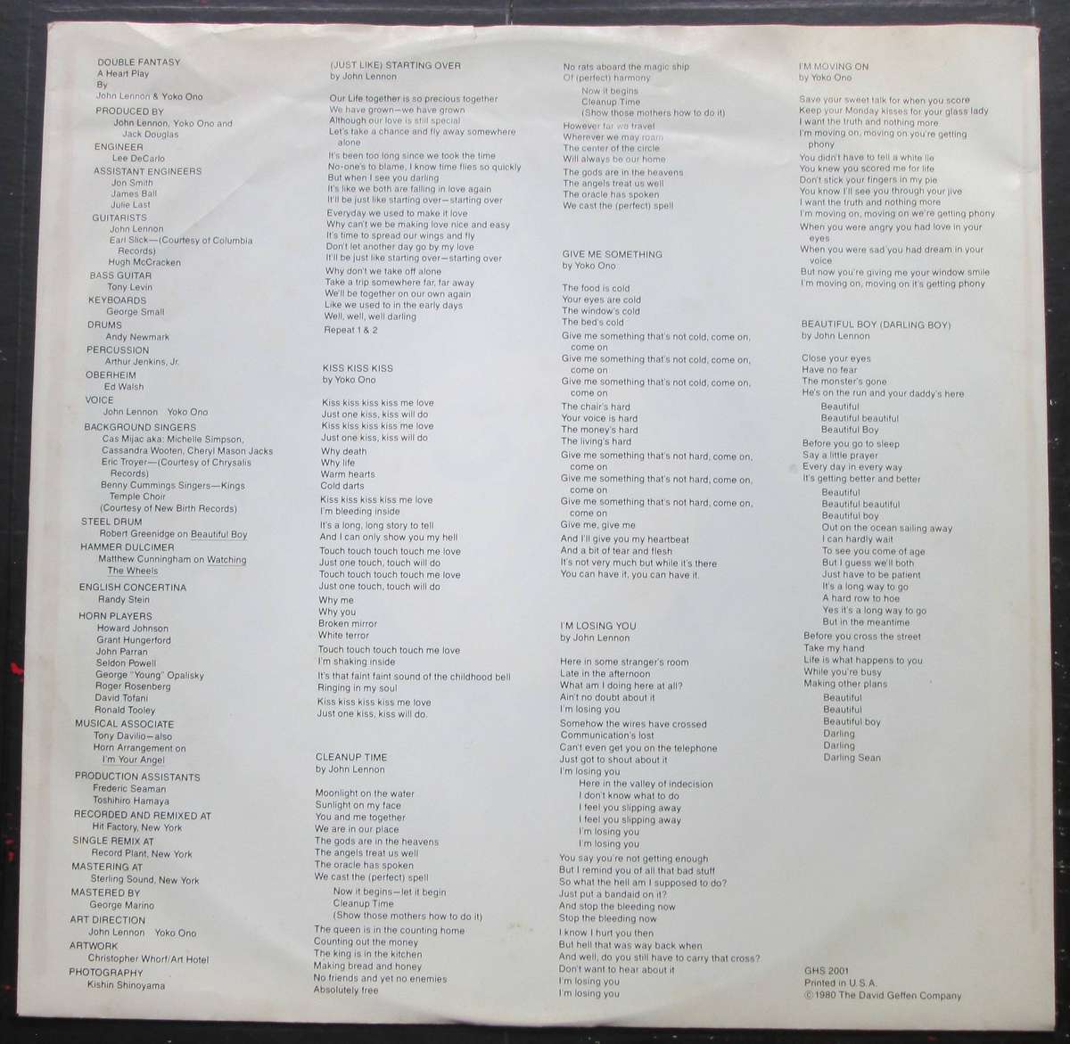 JOHN LENNON & YOKO ONO - DOUBLE FANTASY   (LP/VINYL)