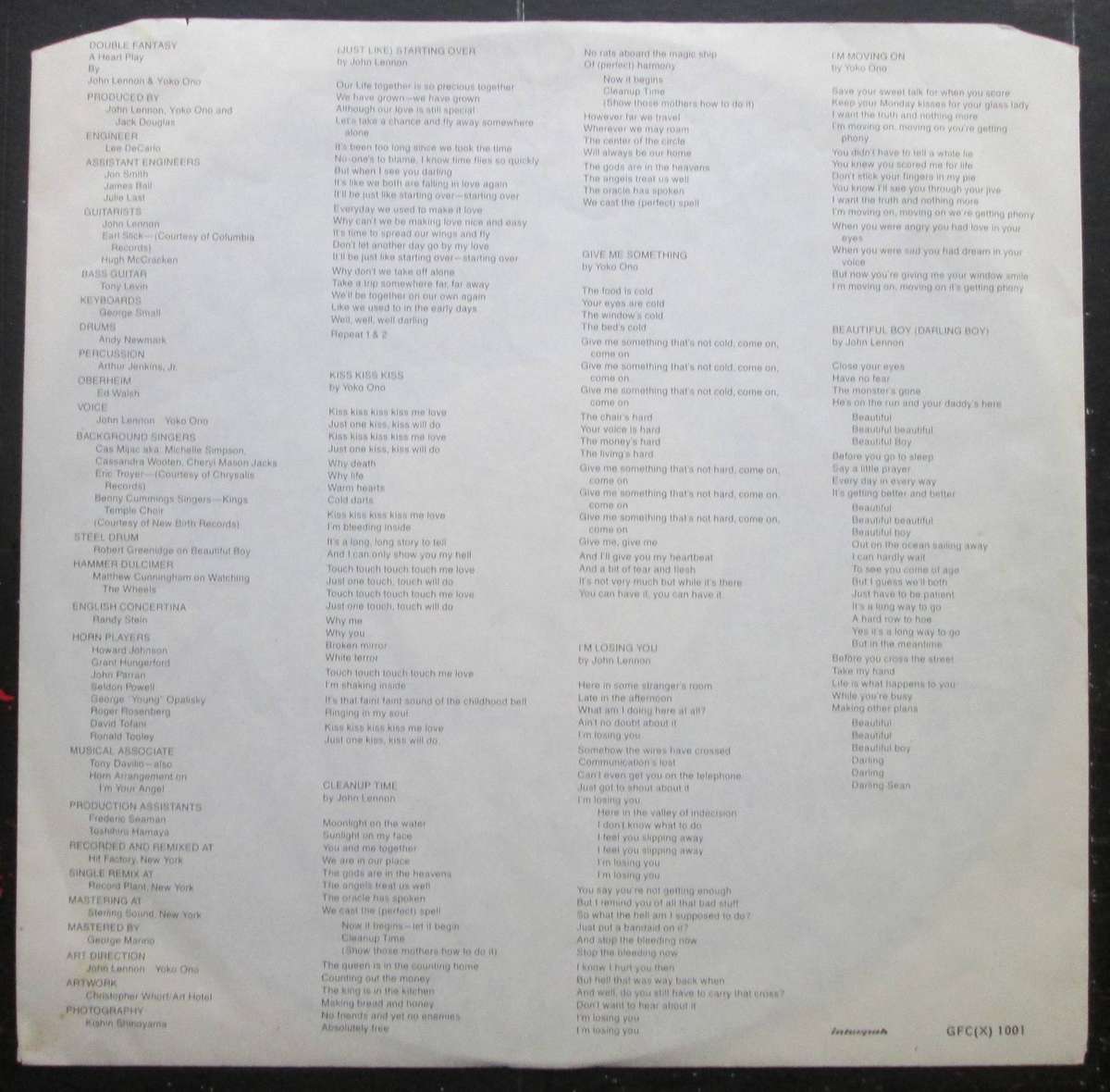JOHN LENNON & YOKO ONO - DOUBLE FANTASY  (LP/VINYL)