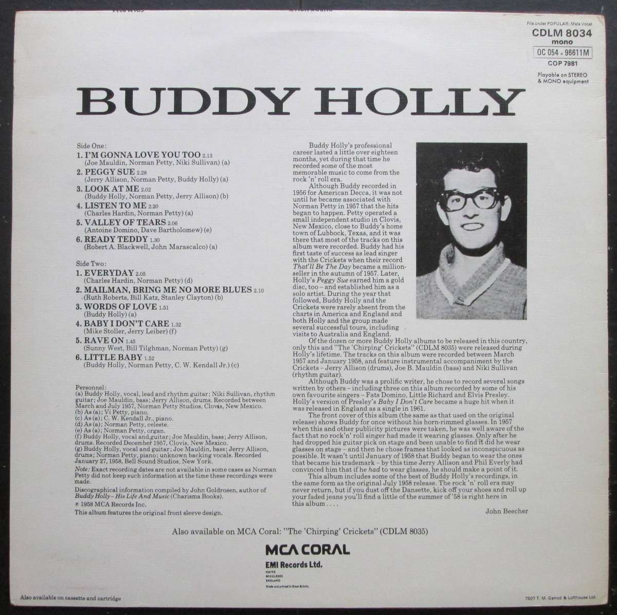 BUDDY HOLLY - BUDDY HOLLY    (LP/VINYL)