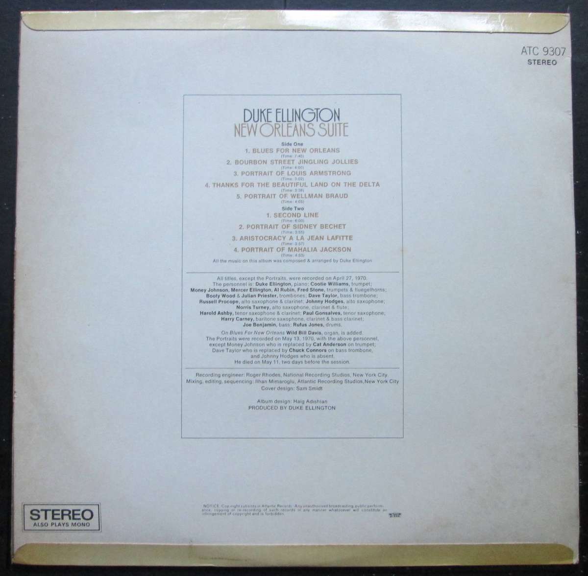DUKE ELLINGTON - NEW ORLEANS SUITE  (LP/VINYL)