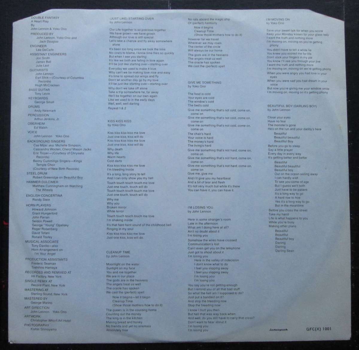 JOHN LENNON / YOKO ONO - DOUBLE FANTASY    (LP/VINYL)