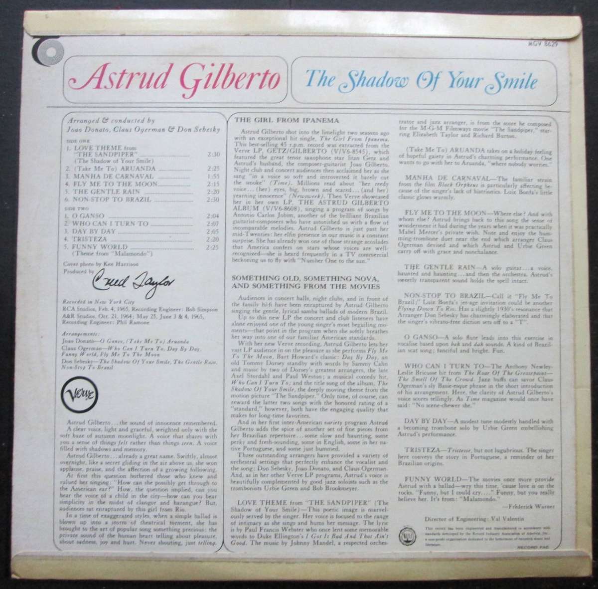 ASTRUD GILBERTO - THE SHADOW OF YOUR SMILE   (LP/VINYL)