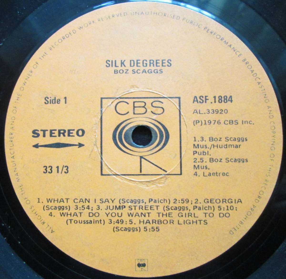 BOZ SCAGGS - SILK DEGREES   (LP/VINYL)