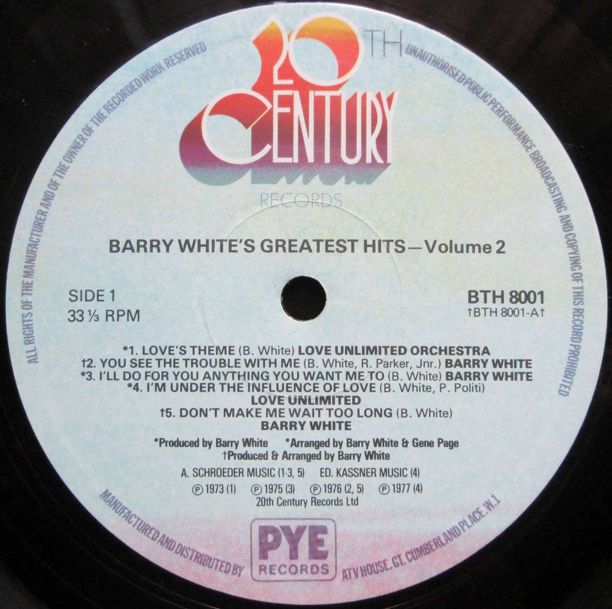 BARRY WHITE - GREATEST HITS (VOLUME TWO)   (LP/VINYL)
