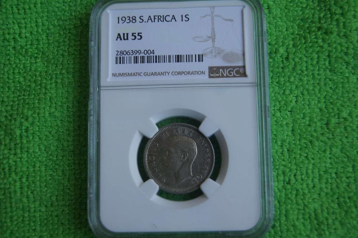 1938 South Africa 1 Shilling - AU55 NGC