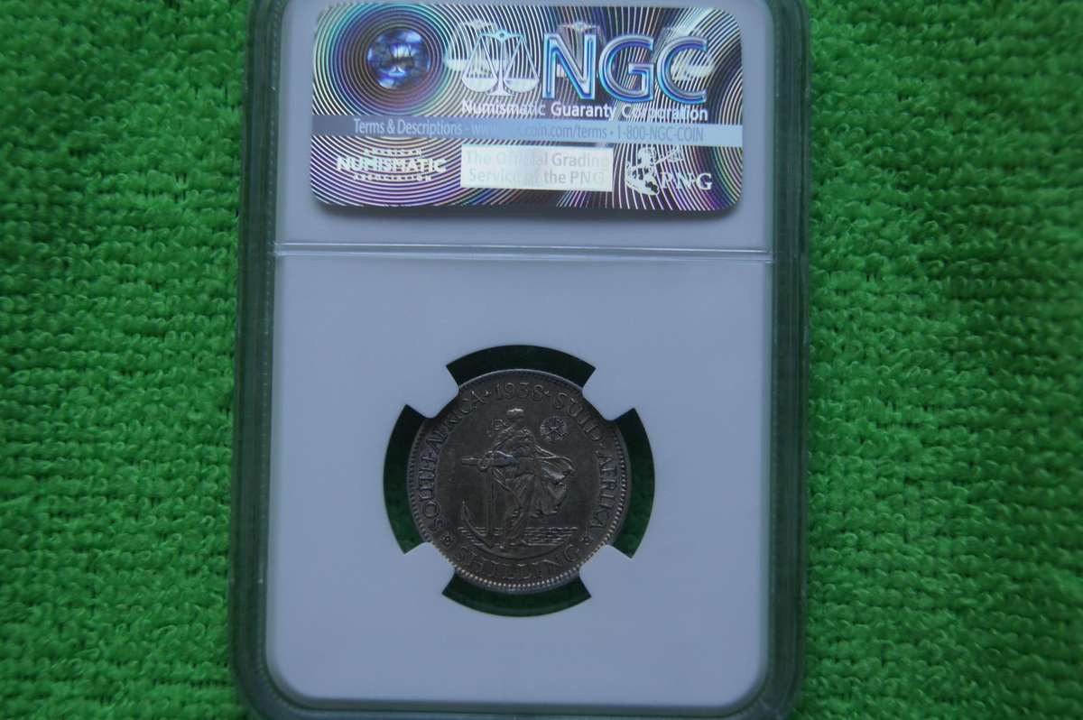 1938 South Africa 1 Shilling - AU55 NGC
