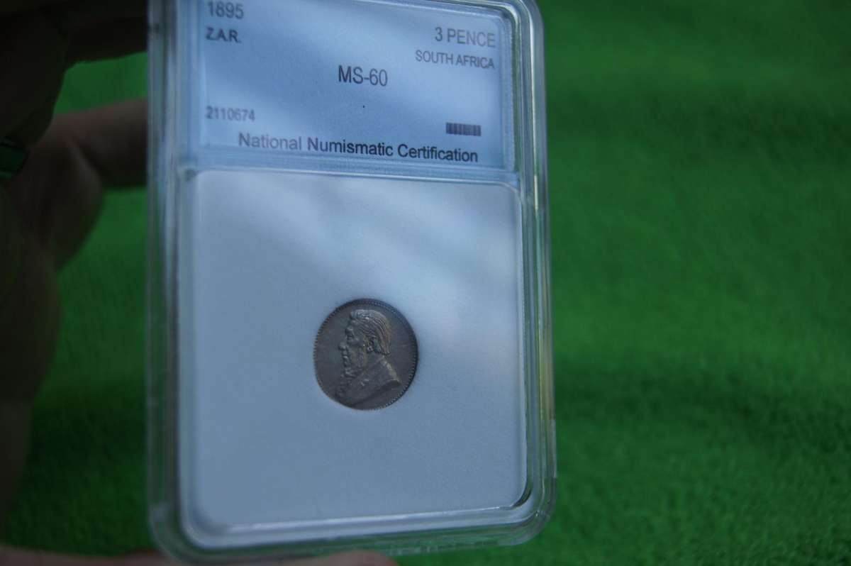 1895 ZAR 3 Pence - MS 60 NNC