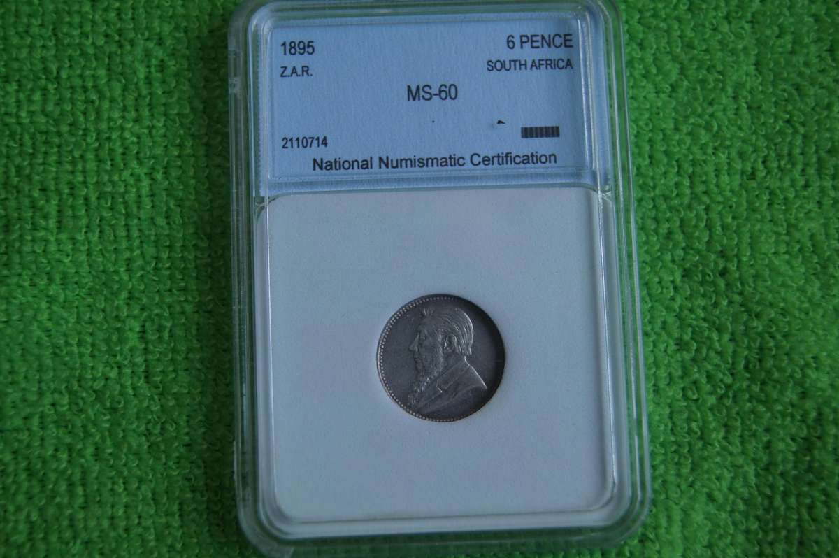 1895 ZAR 6 Pence - MS 60 NNC
