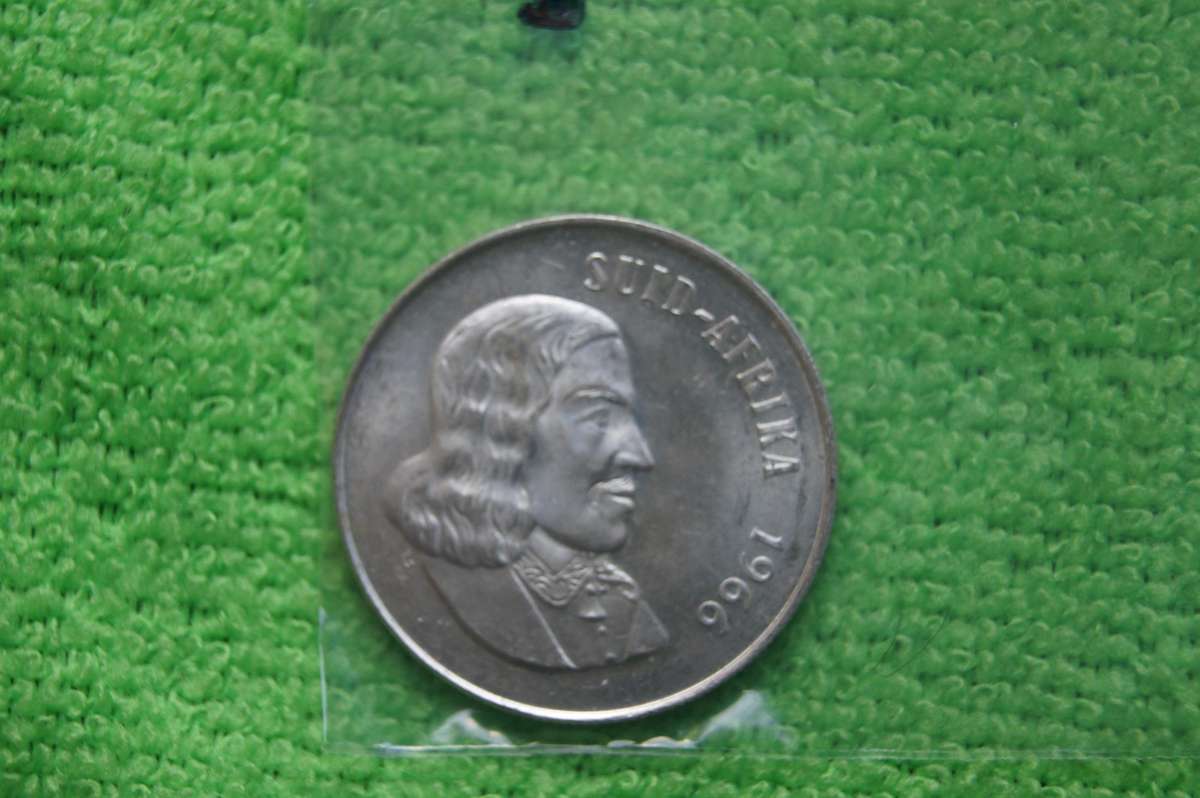 Two 1966 South Africa Silver Rands - Van Riebeeck Afrikaans and English