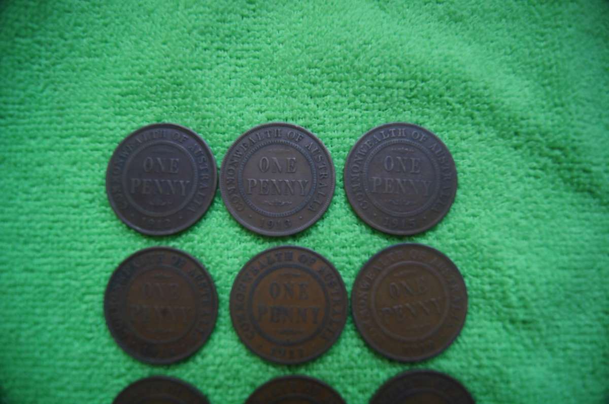 Australian Penny Set (16 coins) (1912-1950) Seldom Found - Bid per coin to take all 16