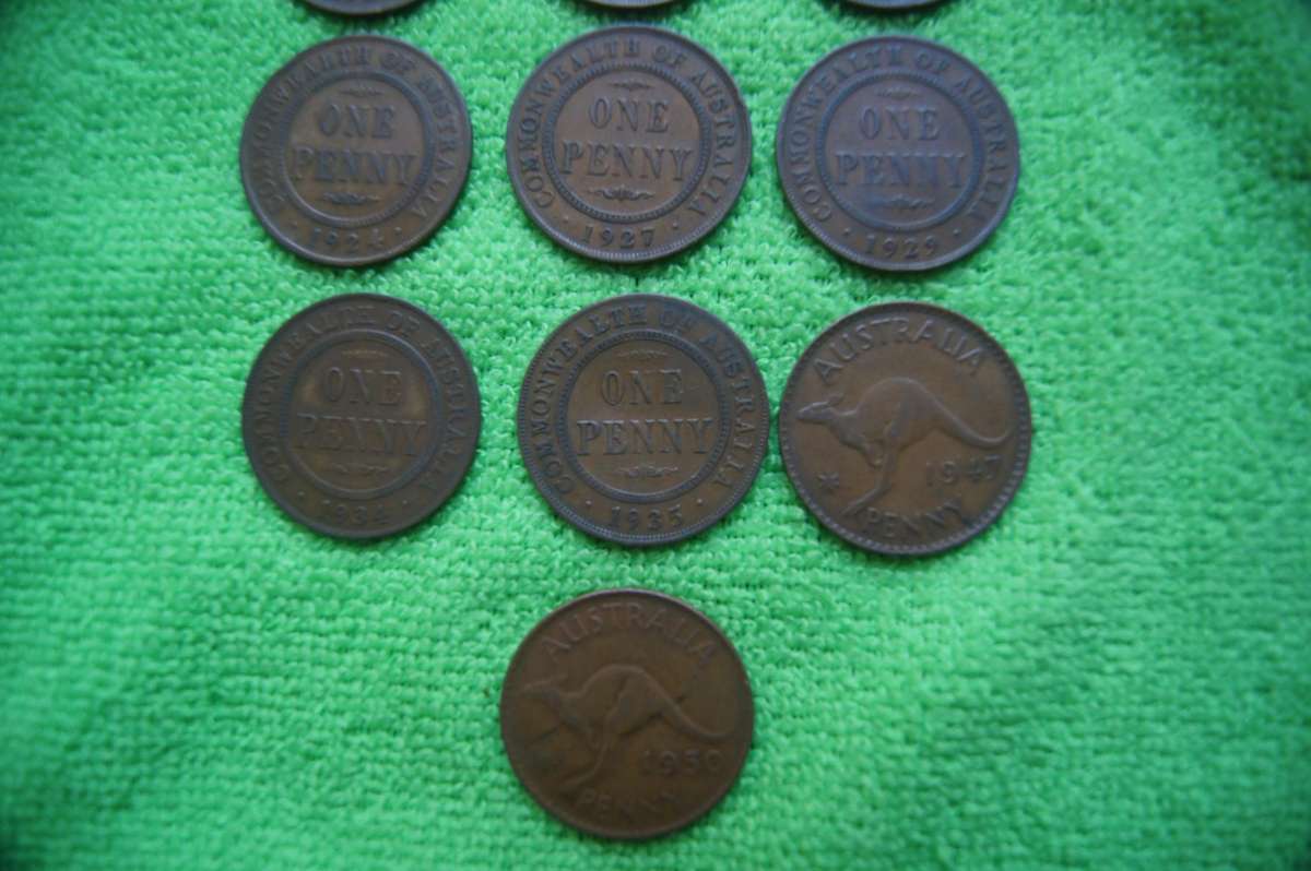 Australian Penny Set (16 coins) (1912-1950) Seldom Found - Bid per coin to take all 16