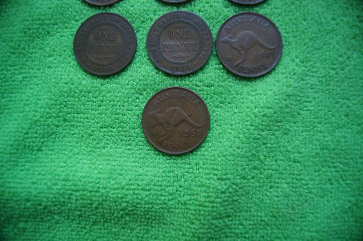 Australian Penny Set (16 coins) (1912-1950) Seldom Found - Bid per coin to take all 16