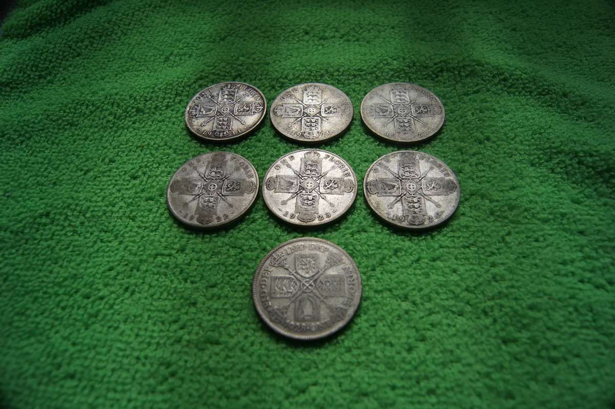 Great Britain Florin (2 Shilling) Collection - (over 65 actual grams of silver) - 14 coins