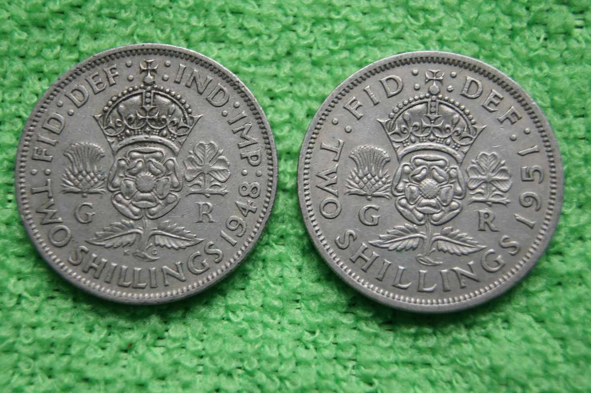 Great Britain Florin (2 Shilling) Collection - (over 65 actual grams of silver) - 14 coins