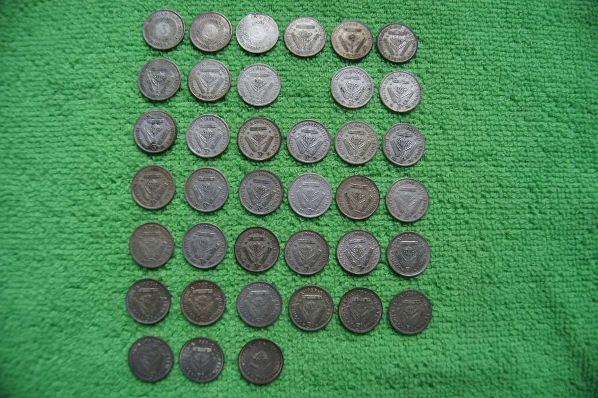 South Africa Silver Tickey Collection (1923 to 1961) 38 Coins (SET 2)