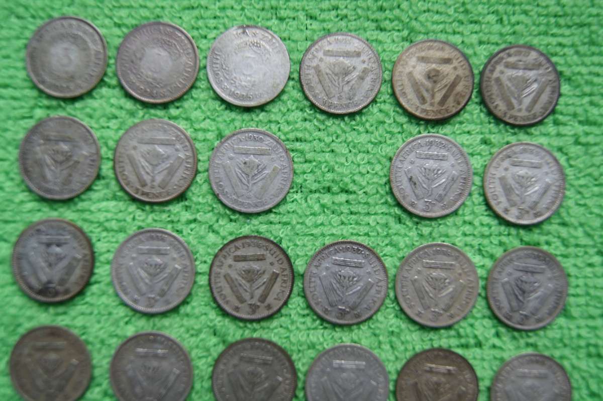 South Africa Silver Tickey Collection (1923 to 1961) 38 Coins (SET 2)