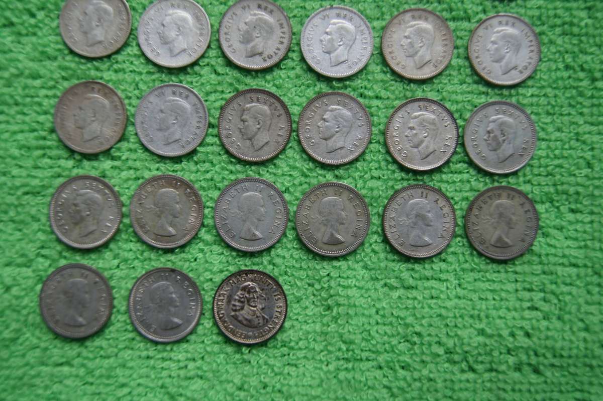 South Africa Silver Tickey Collection (1923 to 1961) 38 Coins (SET 2)