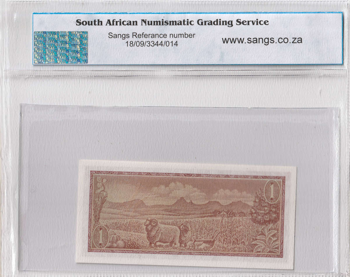 TOP POP! 1973 TW DE JONGH R1 NOTE - HIGHEST/PERFECT GRADE ANY BANKNOTE CAN GRADE (GEM UNC 70)