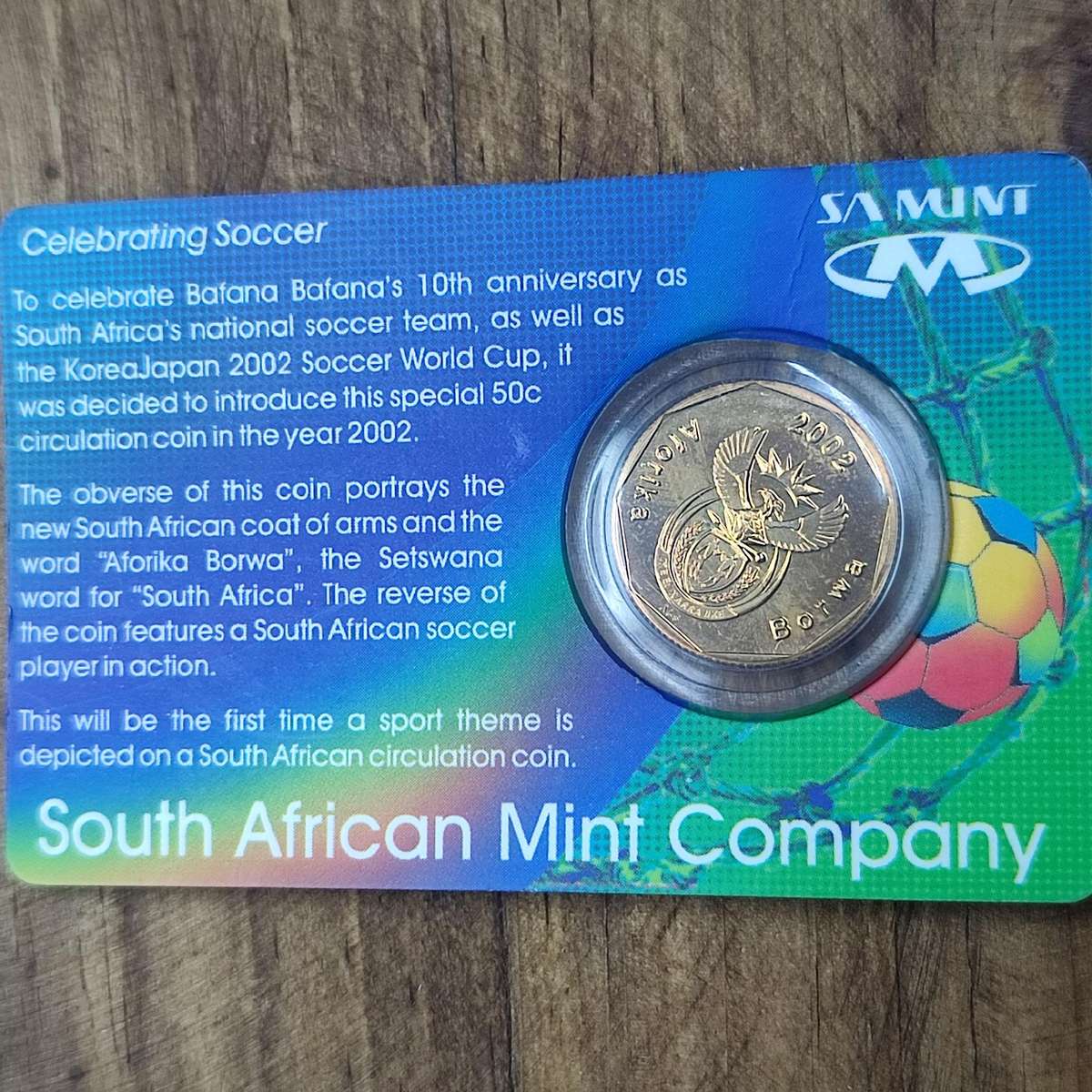 2002 50C SOCCER LIMITED EDITION COIN IN ORIGINAL CARD
