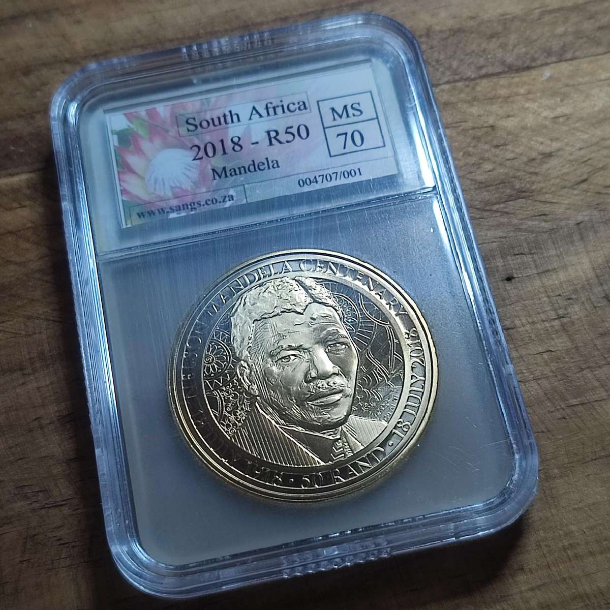 2018 50 Rand Nelson Mandela - As A Young Man Graded SANGS MS 70 (TOP POP)