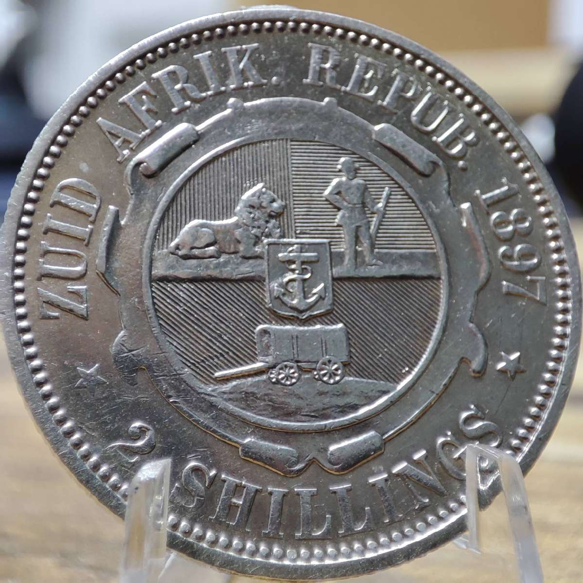 1897 ZAR TWO SHILLINGS (2 SHILLINGS) - RARE AND STUNNING CONDITION!