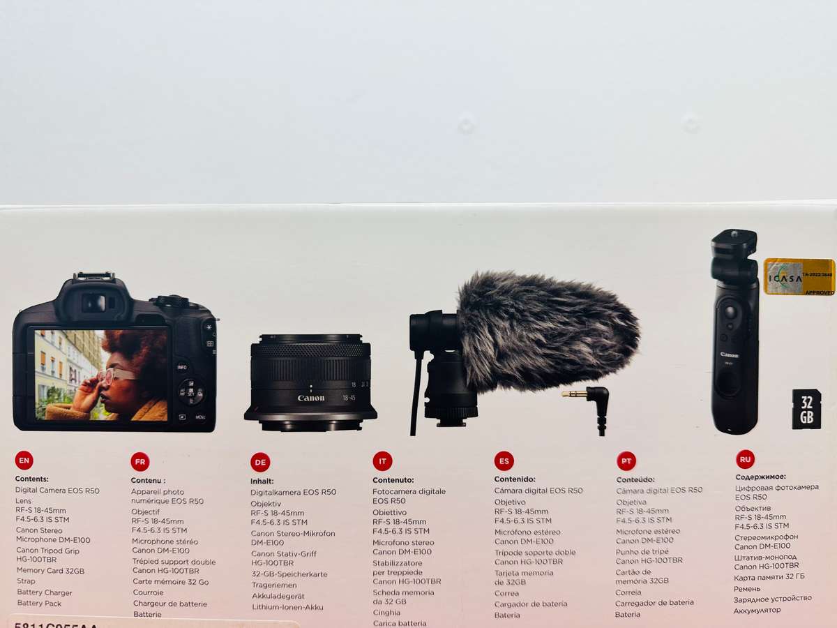 Canon EOS R50 Mirrorless content creator kit with RF-S 18-45mm F 4.5-6.3 IS STM Kit lens + more