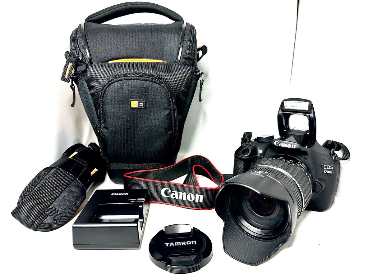 Canon EOS1200D DSLR camera with Tamron 18-200mm Lens and accessories