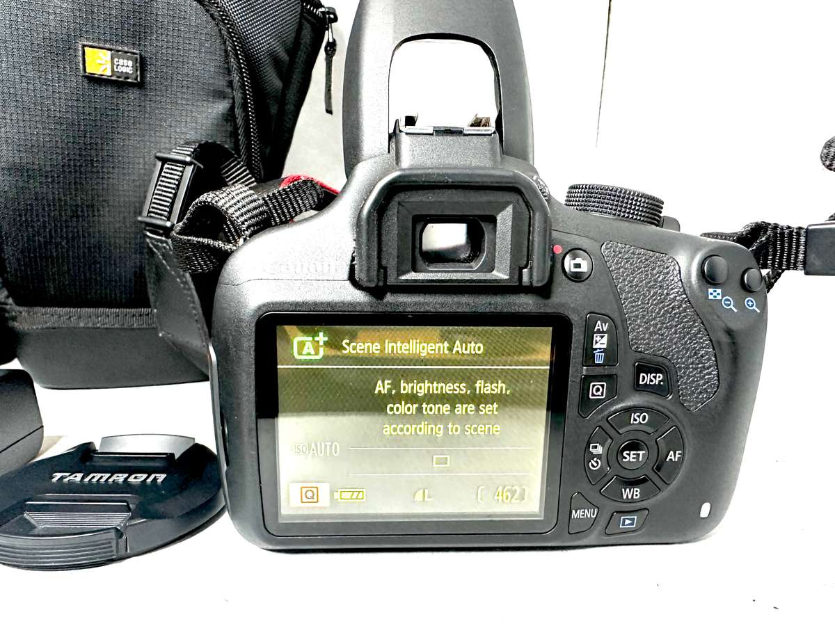 Canon EOS1200D DSLR camera with Tamron 18-200mm Lens and accessories