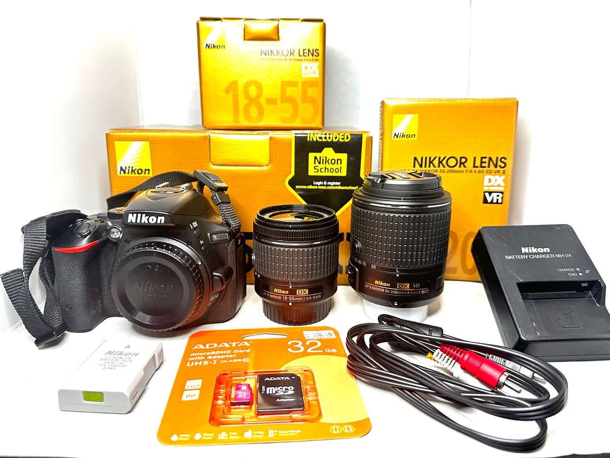 Nikon D5500 DSLR Camera With  Nikon 18-55mm  DX Lens Nikon 55-200mm DX VR Lens Shutter count 2567
