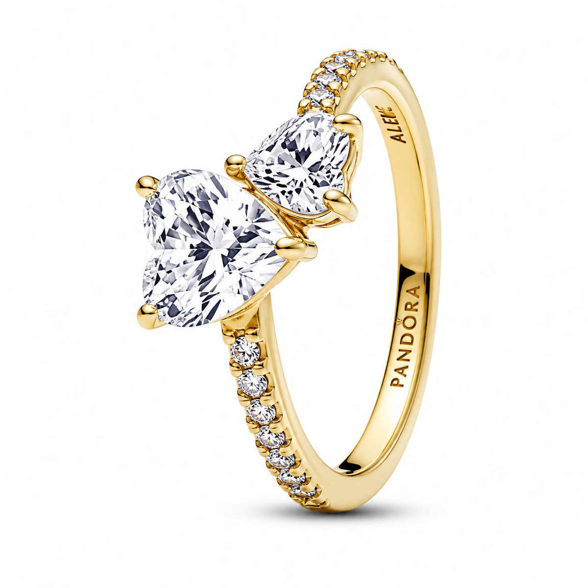 Pandora double heart sparkling ring SKU: 161198C01