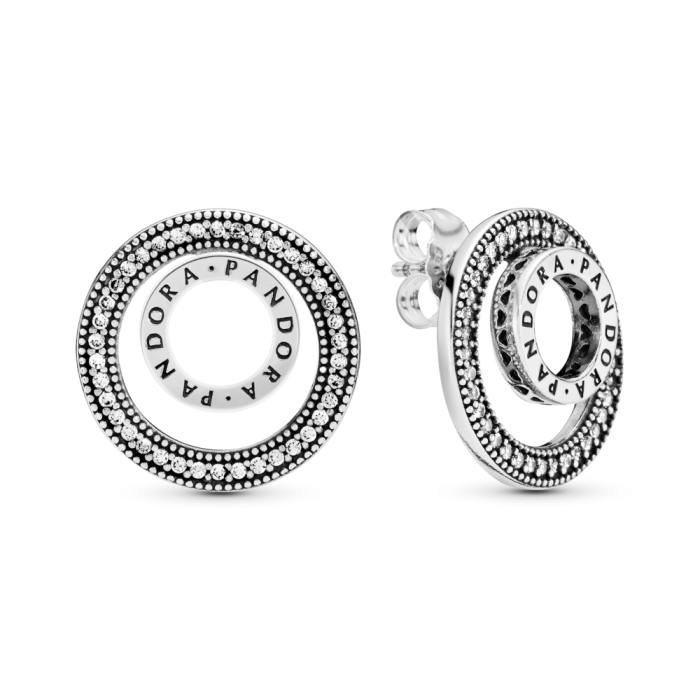 Pandora logo circle stud earrings SKU: 297446CZ