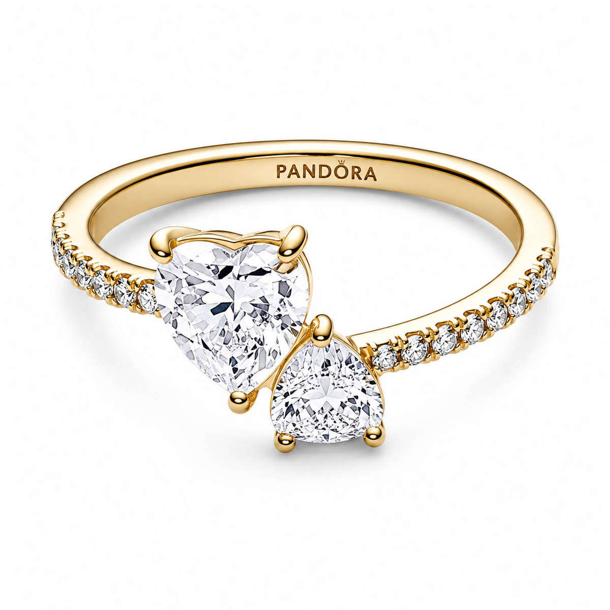 ***Pandora Double Heart Sparkling Ring SKU: 161198C01***