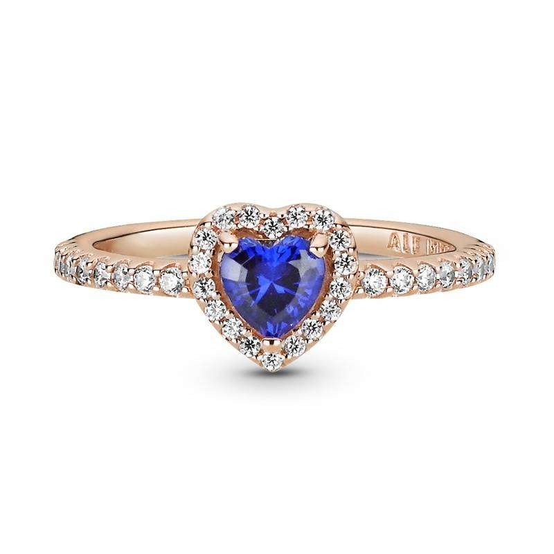Pandora Sparkling Blue Elevated Heart Ring SKU: 188421C01