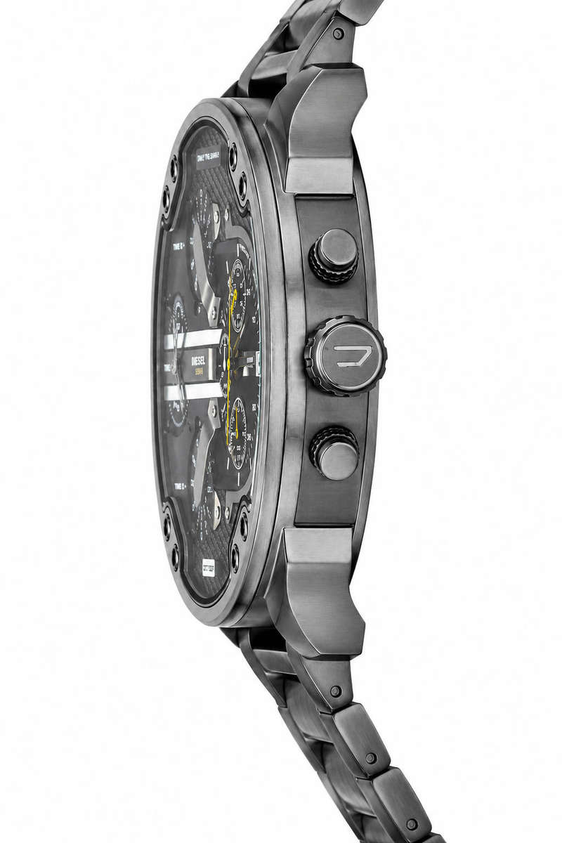 ***Diesel Big Daddy 2.0 Chronograph Blue Dial Grey Steel Strap Watch For Men - DZ7331***