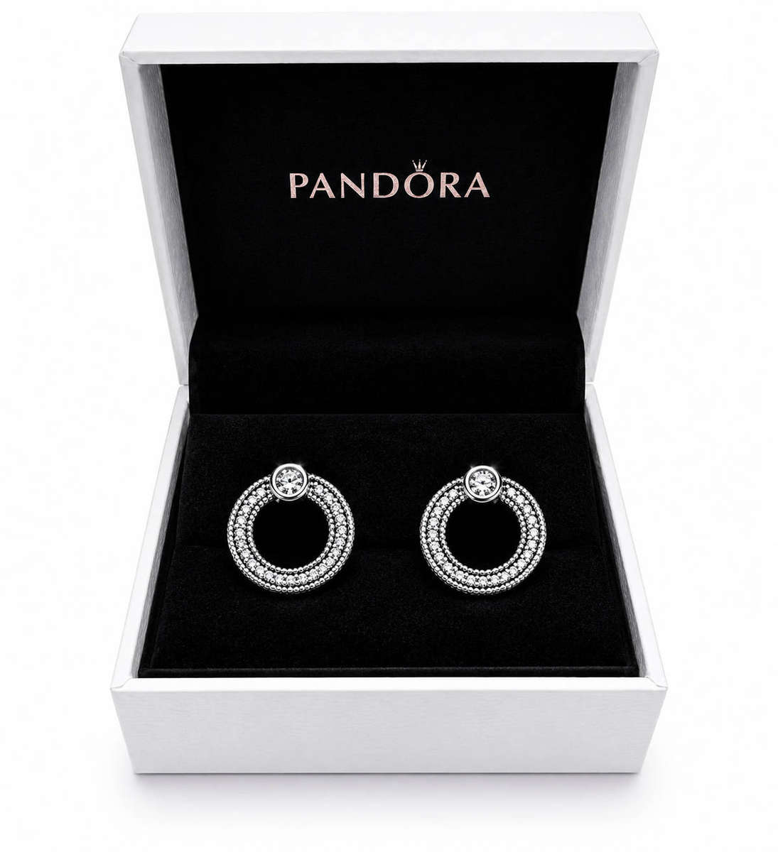Pandora Pavè & Logo Circle Reversible Stud Earrings - SKU: 299486C01