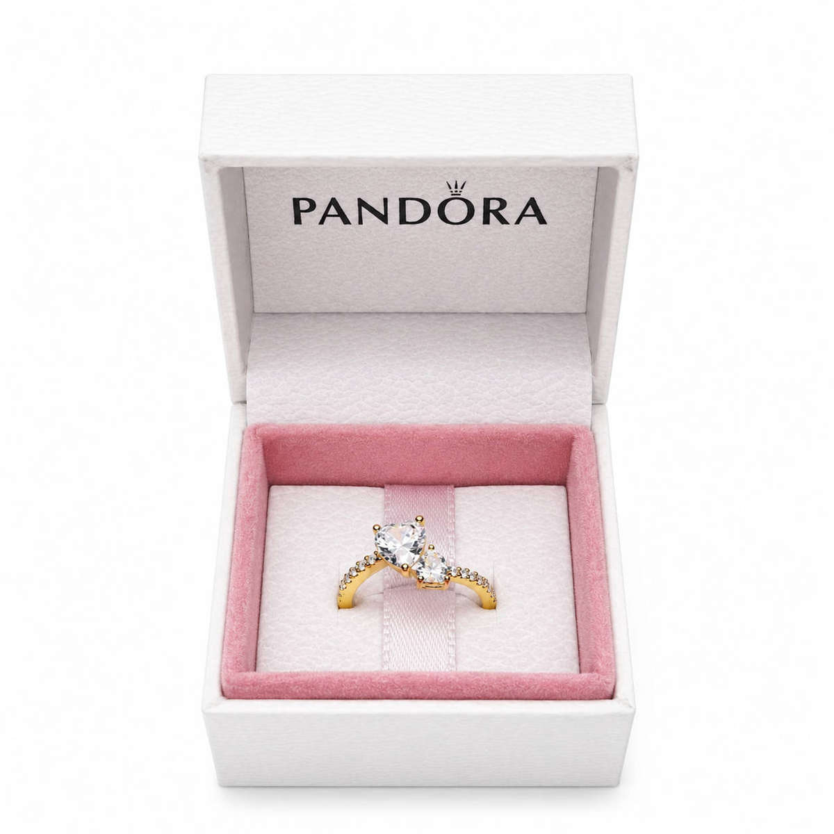 ***Pandora Double Heart Sparkling Ring SKU: 161198C01***
